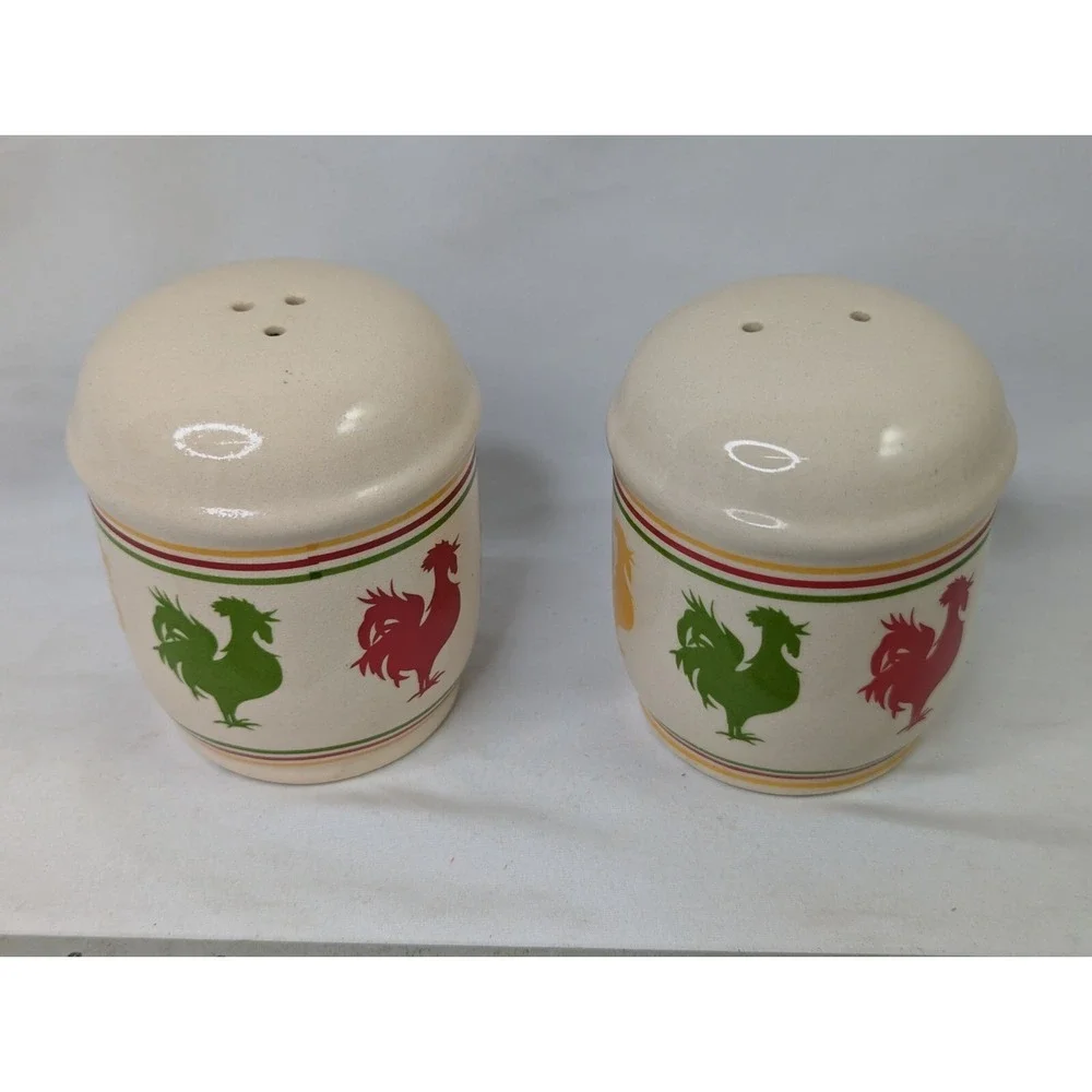 Kathy Hatch Rooster Salt Pepper Shakers Lot‎ Ceramic